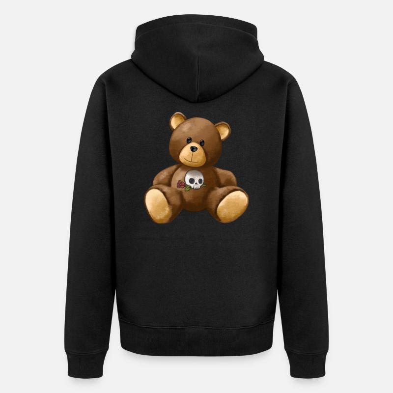 Peluche dessin animé mignon - Veste à capuche bio Premium Unisexe - noir