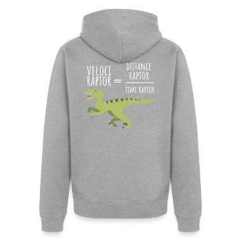 Velociraptor - Physique - Veste à capuche bio Premium Unisexe - gris chiné - Dos - Nico (187cm)