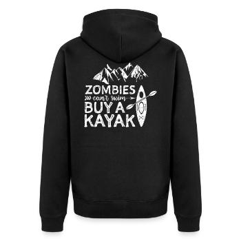 Zombies Can't Swim Buy A Kayak - Zombie - Unisex Premium Organic Zip Hoodie - black - Back - Nico (187cm)