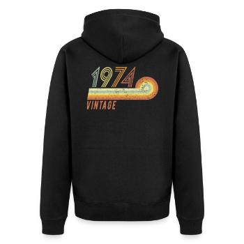 Born 1974 birthday vintage gift idea - Unisex Premium Organic Zip Hoodie - black - Back - Nico (187cm)