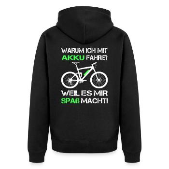 MTB Mit Akku Fahre Pro E-Mountainbike Bike E-MTB - Unisex Premium Bio Zip Hoodie - Schwarz - Hinten - Nico (187cm)