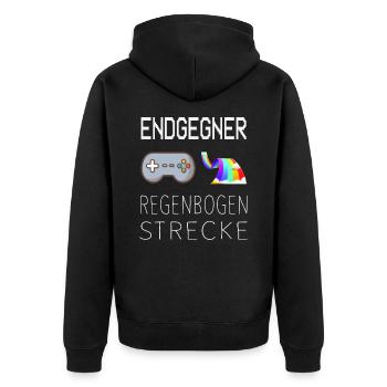 Endgegner Regenbogenstrecke Mario Kart Gaming - Unisex Premium Bio Zip Hoodie - Schwarz - Hinten - Nico (187cm)