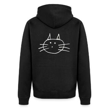 Gezeichnete Katze - Unisex Premium Bio Zip Hoodie - Schwarz - Hinten - Nico (187cm)