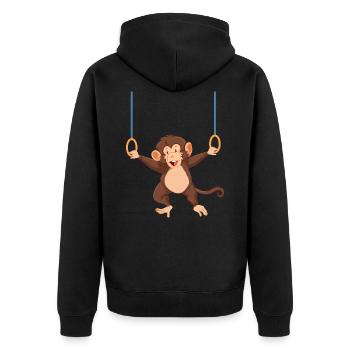funny gymnast monkey kids birthday gift - Unisex Premium Organic Zip Hoodie - black - Back - Nico (187cm)