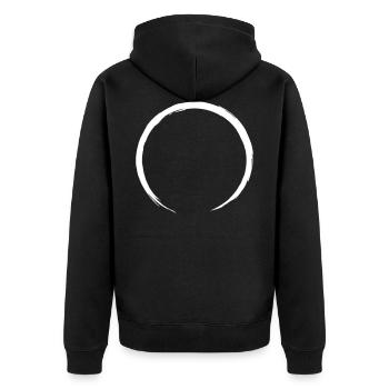 Kreis Grunge retro vintage splash Effekt - Unisex Premium Bio Zip Hoodie - Schwarz - Hinten - Nico (187cm)