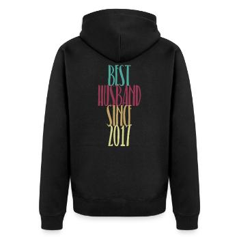 3. Hochzeitstag Jahrestags Geschenk Bester Ehemann - Unisex Premium Bio Zip Hoodie - Schwarz - Hinten - Nico (187cm)
