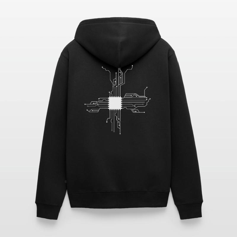 Herz der Technik Nerd Leben Computer IT Prozessor Unisex Premium Bio Zip Hoodie