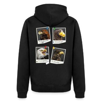Raubvögel - Unisex Premium Bio Zip Hoodie - Schwarz - Hinten - Nico (187cm)