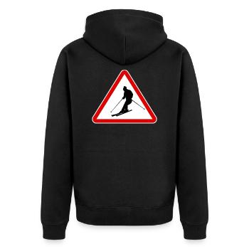 Panneaux de signalisation ski Attention Panneau skieur - Veste à capuche bio Premium Unisexe - noir - Dos - Nico (187cm)