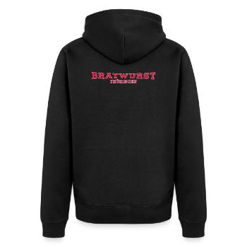 Bratwurst Thüringen selber machen Bratwurstrezepte - Unisex Premium Bio Zip Hoodie - Schwarz - Hinten - Nico (187cm)