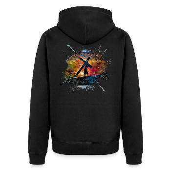 Religion chrétienne église foi croix motif - Veste à capuche bio Premium Unisexe - noir - Dos - Nico (187cm)