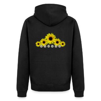 Sunflowers, daisies, flowers, floral, blossoms - Unisex Premium Organic Zip Hoodie - black - Back - Nico (187cm)
