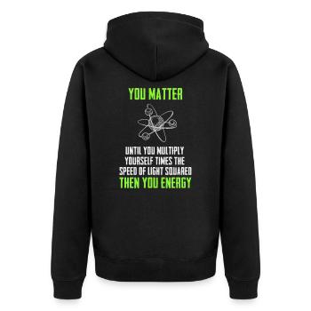 Funny Physics - Unisex Premium Organic Zip Hoodie - black - Back - Nico (187cm)