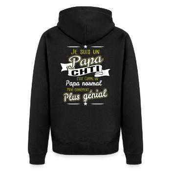 Je suis un papa chti cadeau humour - Veste à capuche bio Premium Unisexe - noir - Dos - Nico (187cm)