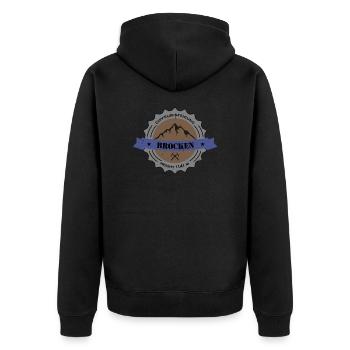 Gipfelbesteigung Brocken Height 1141 m Vintage - Unisex Premium Bio Zip Hoodie - Schwarz - Hinten - Nico (187cm)