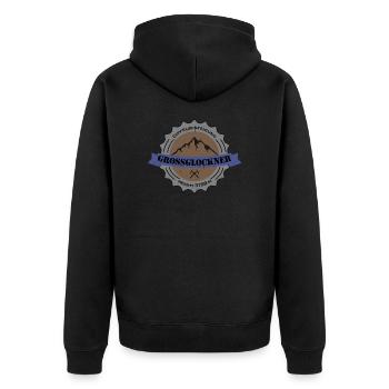 Gipfelbesteigung Großglockner Height 3798 m - Unisex Premium Bio Zip Hoodie - Schwarz - Hinten - Nico (187cm)