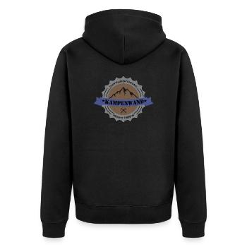 Gipfelbesteigung Kampenwand Height 1669 m - Unisex Premium Bio Zip Hoodie - Schwarz - Hinten - Nico (187cm)