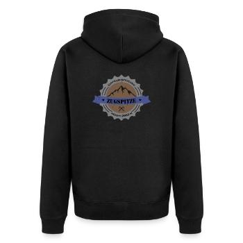Gipfelbesteigung Zugspitze Height 2962 m Vintage - Unisex Premium Bio Zip Hoodie - Schwarz - Hinten - Nico (187cm)
