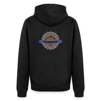 Gipfelbesteigung Wildspitze Height 3770 m Vintage - Unisex Premium Bio Zip Hoodie - Schwarz - Hinten - Nico (187cm)