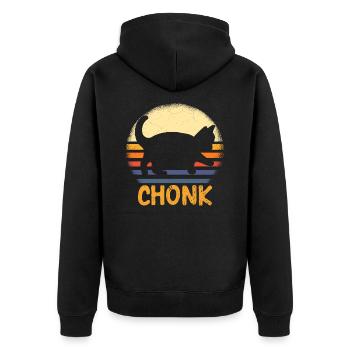 Gros chat chat chonk rétro vintage coucher de soleil - Veste à capuche bio Premium Unisexe - noir - Dos - Nico (187cm)
