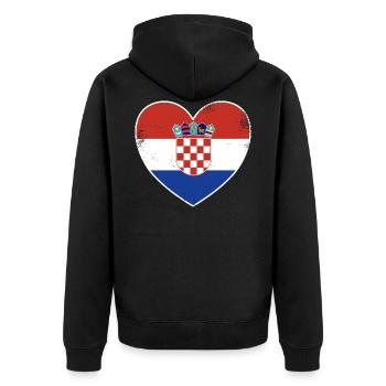 Kroatien Liebe kroatisches Design - Unisex Premium Bio Zip Hoodie - Schwarz - Hinten - Nico (187cm)