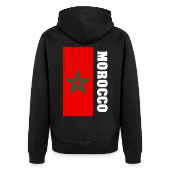 Marokko - Unisex Premium Bio Zip Hoodie - Schwarz - Hinten - Nico (187cm)