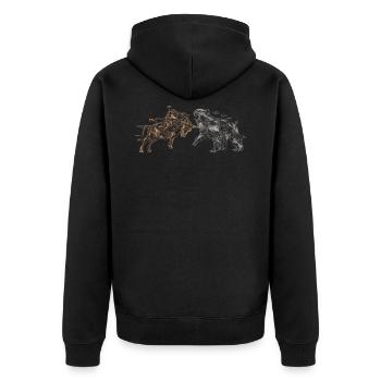 Bull And Bear Market - Trader - Unisex Premium Organic Zip Hoodie - black - Back - Nico (187cm)
