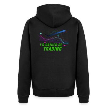 Chemise de trader - Je préfère trader - Veste à capuche bio Premium Unisexe - noir - Dos - Nico (187cm)