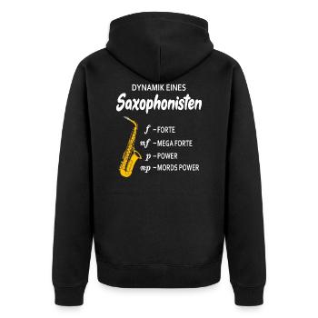 Dynamik eines Saxophonisten Saxophonist Saxophon - Unisex Premium Bio Zip Hoodie - Schwarz - Hinten - Nico (187cm)