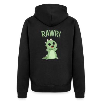 Rawr! Netter Dinosaurier - Unisex Premium Bio Zip Hoodie - Schwarz - Hinten - Nico (187cm)