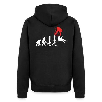Stunt Scooter Evolution - Unisex Premium Bio Zip Hoodie - Schwarz - Hinten - Nico (187cm)