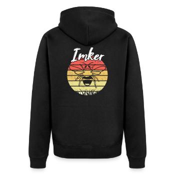 Bienen Imker - Retro Vintage - Unisex Premium Bio Zip Hoodie - Schwarz - Hinten - Nico (187cm)