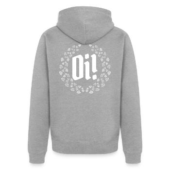 Oi! Oi! Oi! - Unisex Premium Bio Zip Hoodie - Grau meliert - Hinten - Nico (187cm)