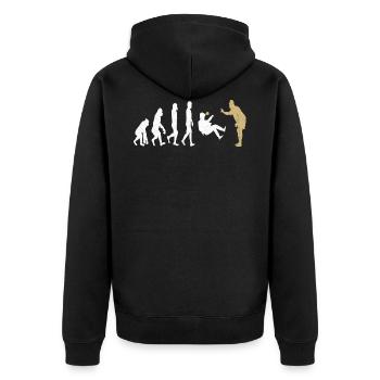 Boule Boccia Petanque evolution - Unisex Premium Bio Zip Hoodie - Schwarz - Hinten - Nico (187cm)