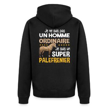 Palefrenier cheval. Cadeau écurie chevaux ferme - Veste à capuche bio Premium Unisexe - noir - Dos - Nico (187cm)