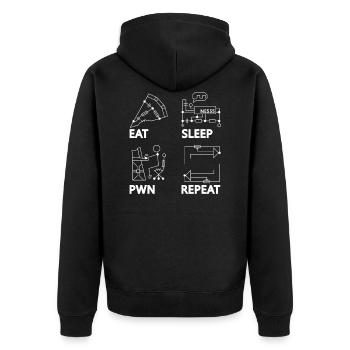 CC Kongress Hacker r C3 37C3 eat sleep pwn repeat - Unisex Premium Bio Zip Hoodie - Schwarz - Hinten - Nico (187cm)