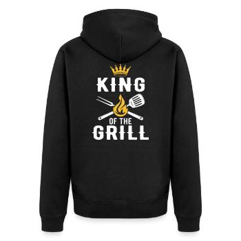 King of The Grill - Unisex Premium Organic Zip Hoodie - black - Back - Nico (187cm)