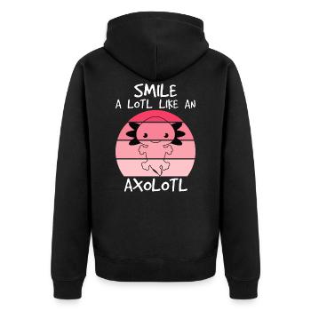 Lache viel wie ein Axolotl kaufen Salamander Molch - Unisex Premium Bio Zip Hoodie - Schwarz - Hinten - Nico (187cm)