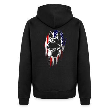 Deutscher Schäferhund Patriotisch - Unisex Premium Bio Zip Hoodie - Schwarz - Hinten - Nico (187cm)