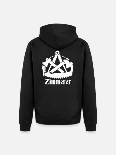 Zimmerer Zunftzeichen Zimmermann Handwerker - Unisex Premium Bio Zip Hoodie - Schwarz