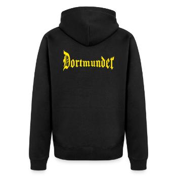 Dortmunder Ruhrpott - Männer Frauen - Unisex Premium Bio Zip Hoodie - Schwarz - Hinten - Nico (187cm)