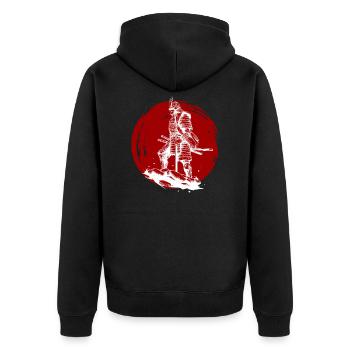 Japanischer Samurai - Japanischer Liebhaber - Bushido - Krieger - Unisex Premium Bio Zip Hoodie - Schwarz - Hinten - Nico (187cm)
