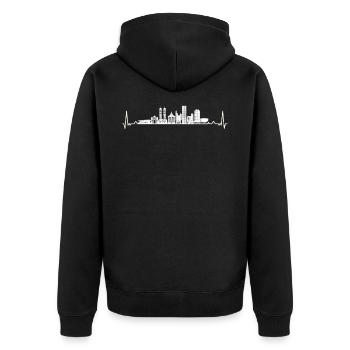 München - Stadt Münchener Skyline - Unisex Premium Bio Zip Hoodie - Schwarz - Hinten - Nico (187cm)