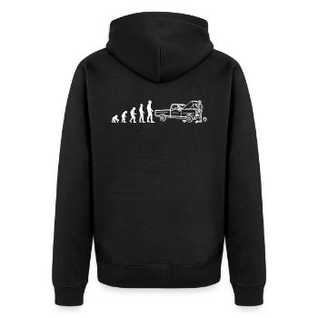 Evolution de l'atelier de mécanique automobile - drôle - Veste à capuche bio Premium Unisexe - noir - Dos - Nico (187cm)