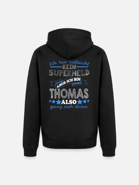 Thomas Vorname Schriftzug Geschenk Männer Jungen - Unisex Premium Bio Zip Hoodie - Schwarz