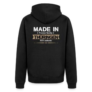 Thüringen Heimat - Unisex Premium Bio Zip Hoodie - Schwarz - Hinten - Nico (187cm)