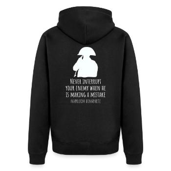 Napoleon Bonaparte sagt - Unisex Premium Bio Zip Hoodie - Schwarz - Hinten - Nico (187cm)