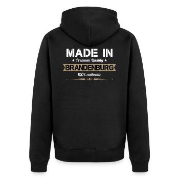 Brandenburg Ossi Ostdeutschland Brandenburg - Unisex Premium Bio Zip Hoodie - Schwarz - Hinten - Nico (187cm)