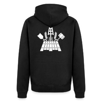 Brauer und Mälzer Zunftzeichen Bierbrauer Bier - Unisex Premium Bio Zip Hoodie - Schwarz - Hinten - Nico (187cm)