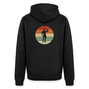Bodybuilder Kraftsportler Powerlifter Strongman - Unisex Premium Bio Zip Hoodie - Schwarz - Hinten - Nico (187cm)